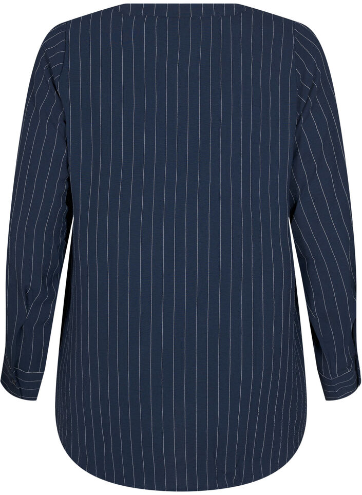 FLASH - Pinstripe shirt blouse, Blue, Packshot image number 1