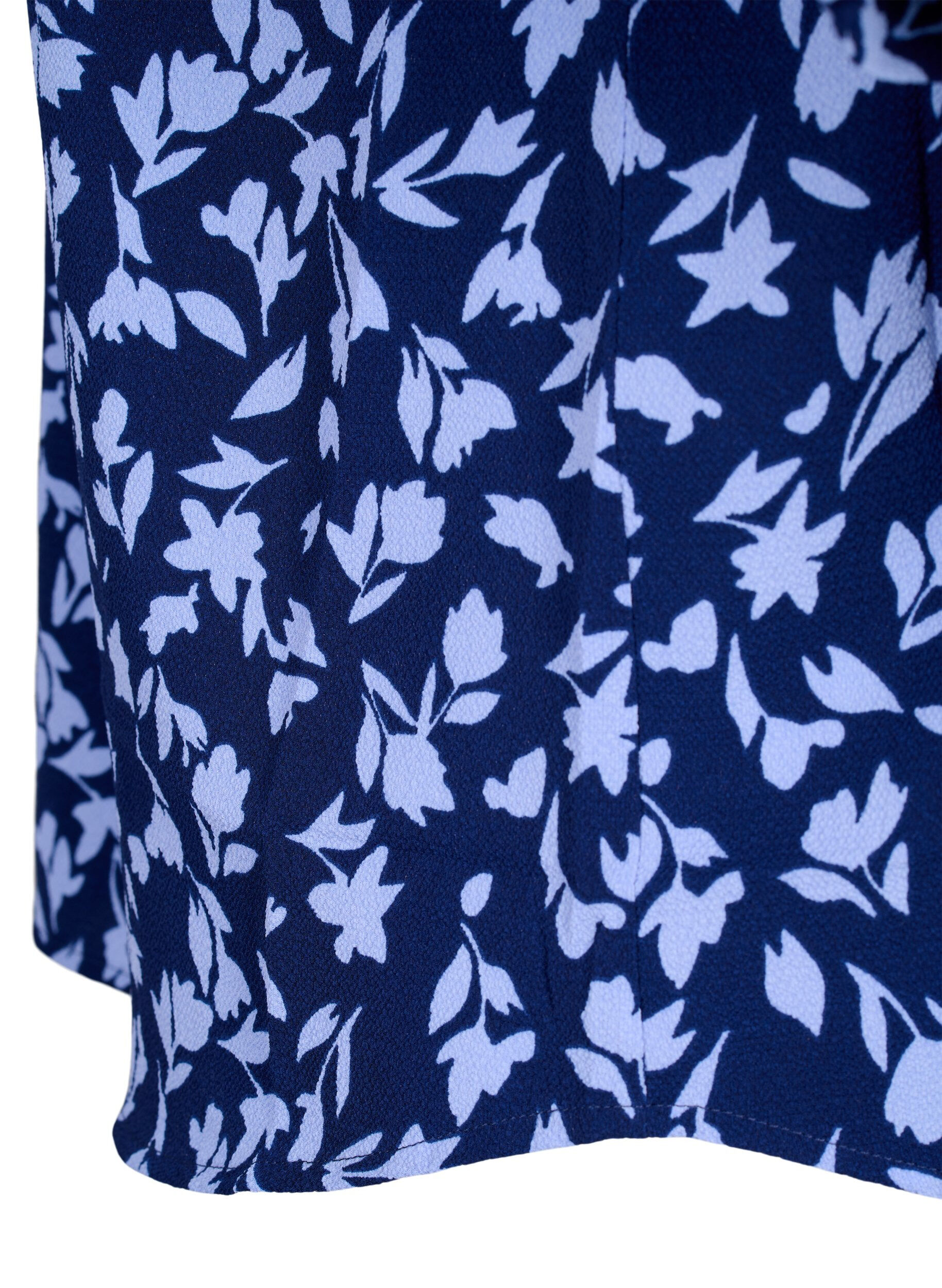 Zizzifashion Floral blouse with 3/4 sleeves, M. Blue Flower AOP, Packshot image number 3