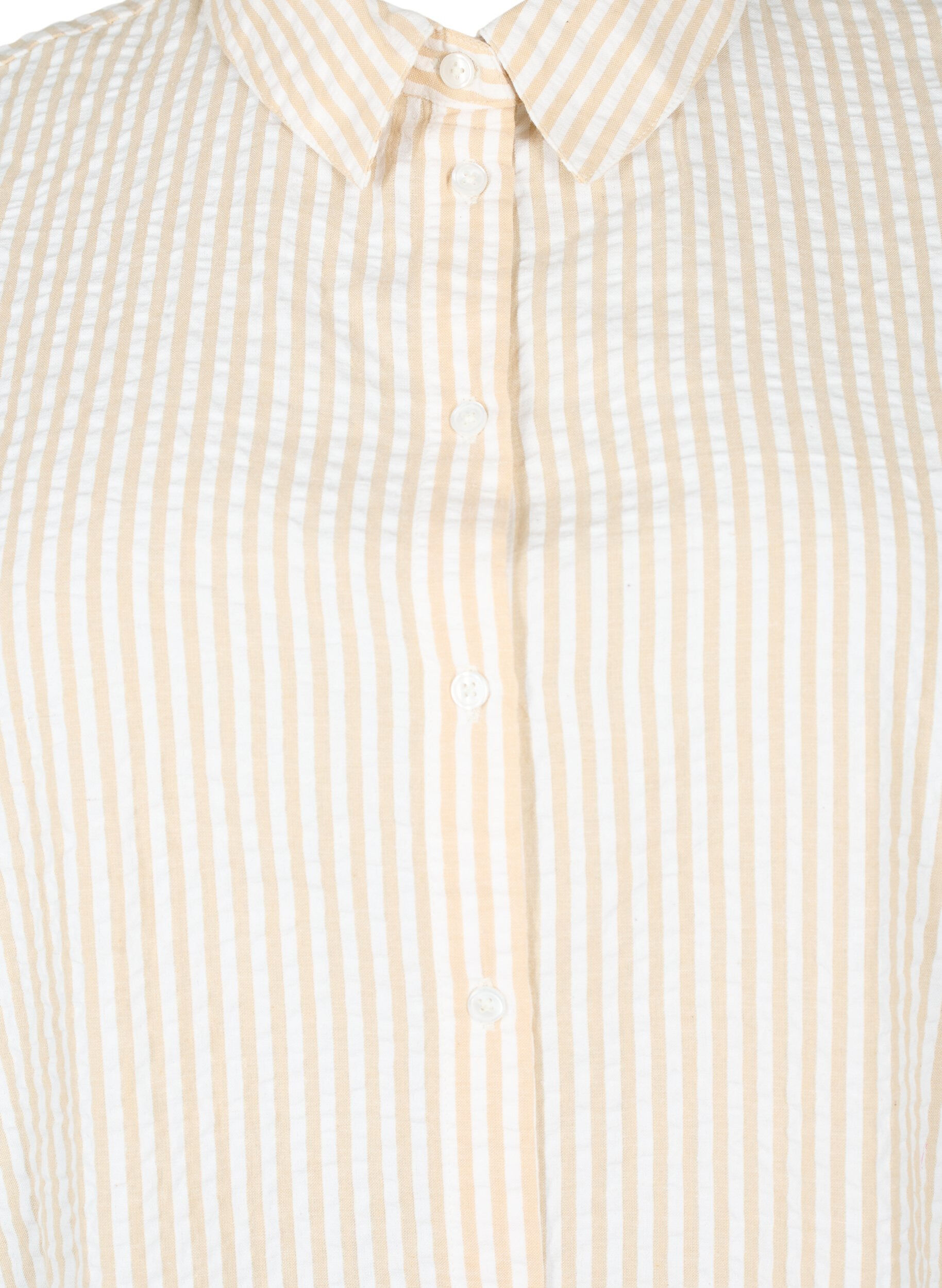 Zizzifashion Long striped cotton shirt, White/Natrual Stripe, Packshot image number 2