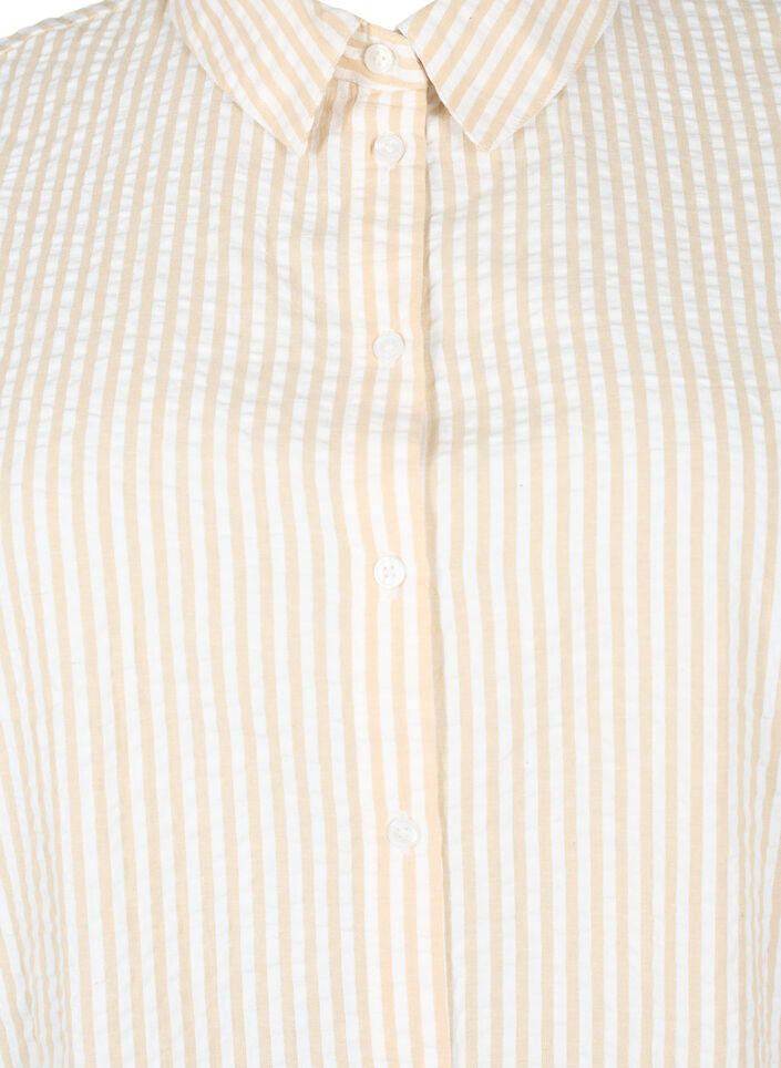 Long striped cotton shirt, White/Natrual Stripe, Packshot image number 2