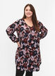 V-neck dress with print, Black R. Flower AOP, Model image number 0