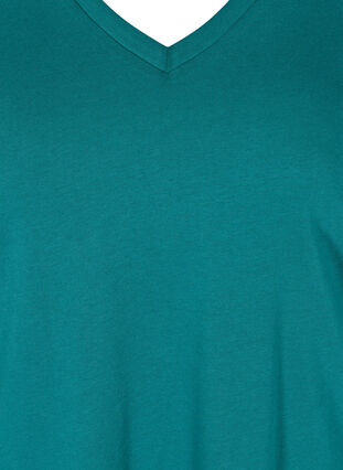 Organic cotton T-shirt with V-neckline, Pacific, Packshot image number 2