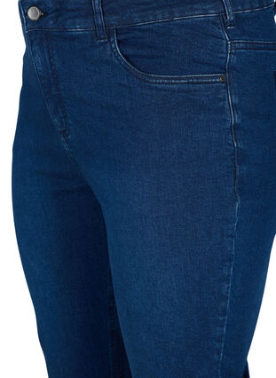 Close-fitting denim capris in cotton, Dark blue denim, Packshot image number 2