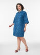 Denim dress with floral print and chest pockets, Blue, Model image number 1