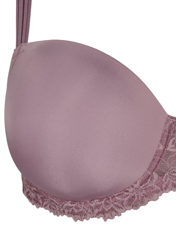 Moulded bra with lace and smooth cups, Rose, Packshot image number 2