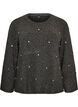 Knitted blouse with rhinestones and diamond pattern, Dark Grey, Packshot image number 0
