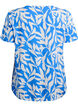 Short sleeve viscose blouse with print, Blue, Packshot image number 1