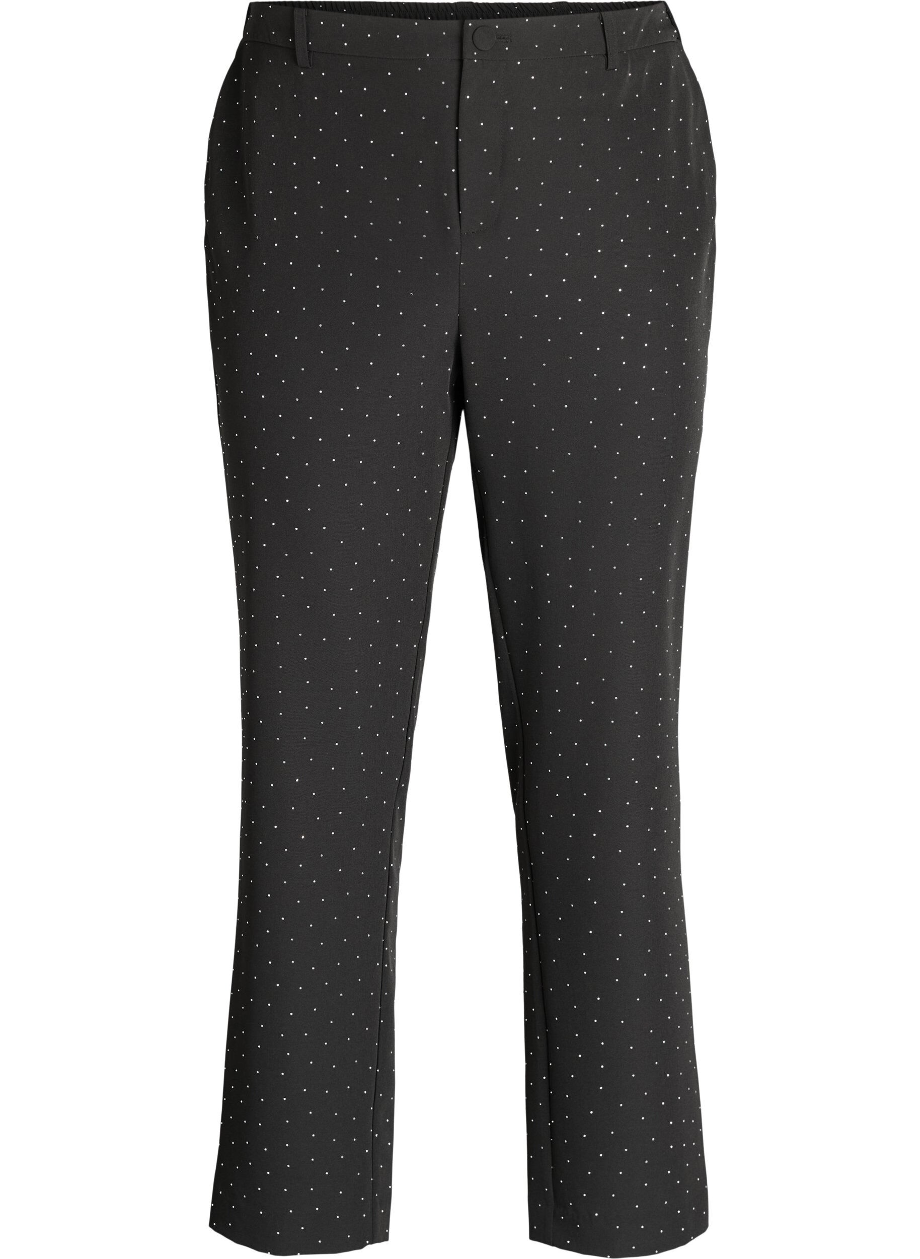 Trousers with rhinestones and a high waist