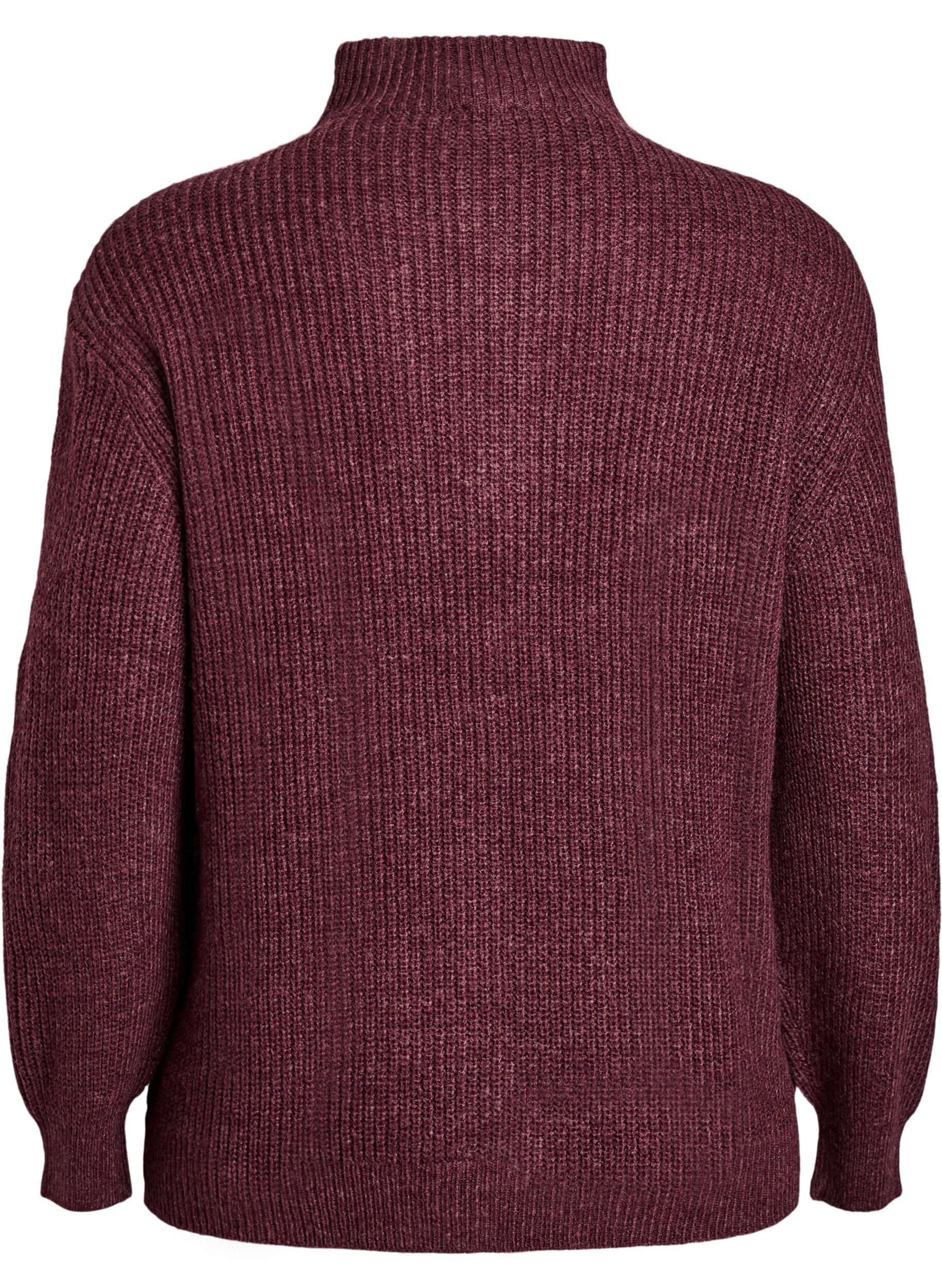 ZizzifashionKnitted sweater with high neck and zipper, Red, Packshot image number 1