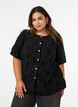 Blouse with floral pattern and balloon sleeves, Black, Model image number 0