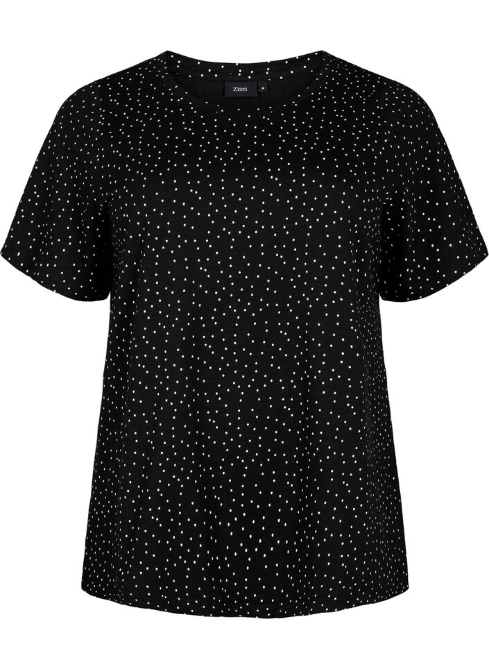 Organic cotton T-shirt with dots	, Black, Packshot image number 0