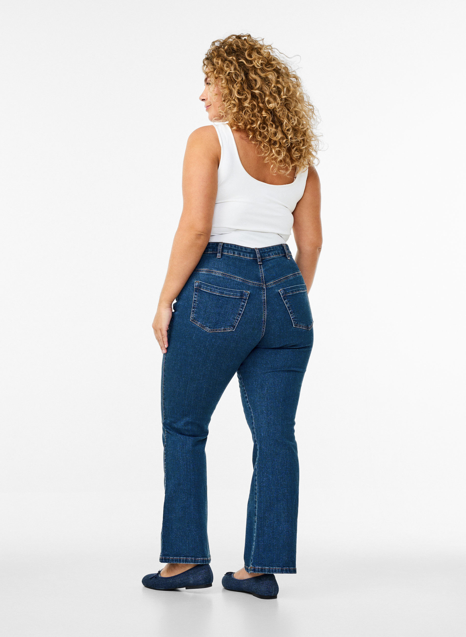 Zizzifashion Ellen bootcut jeans with high waist, Blue, Model image number 1