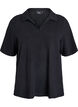 Jersey blouse with collar and short sleeves, Black, Packshot image number 0