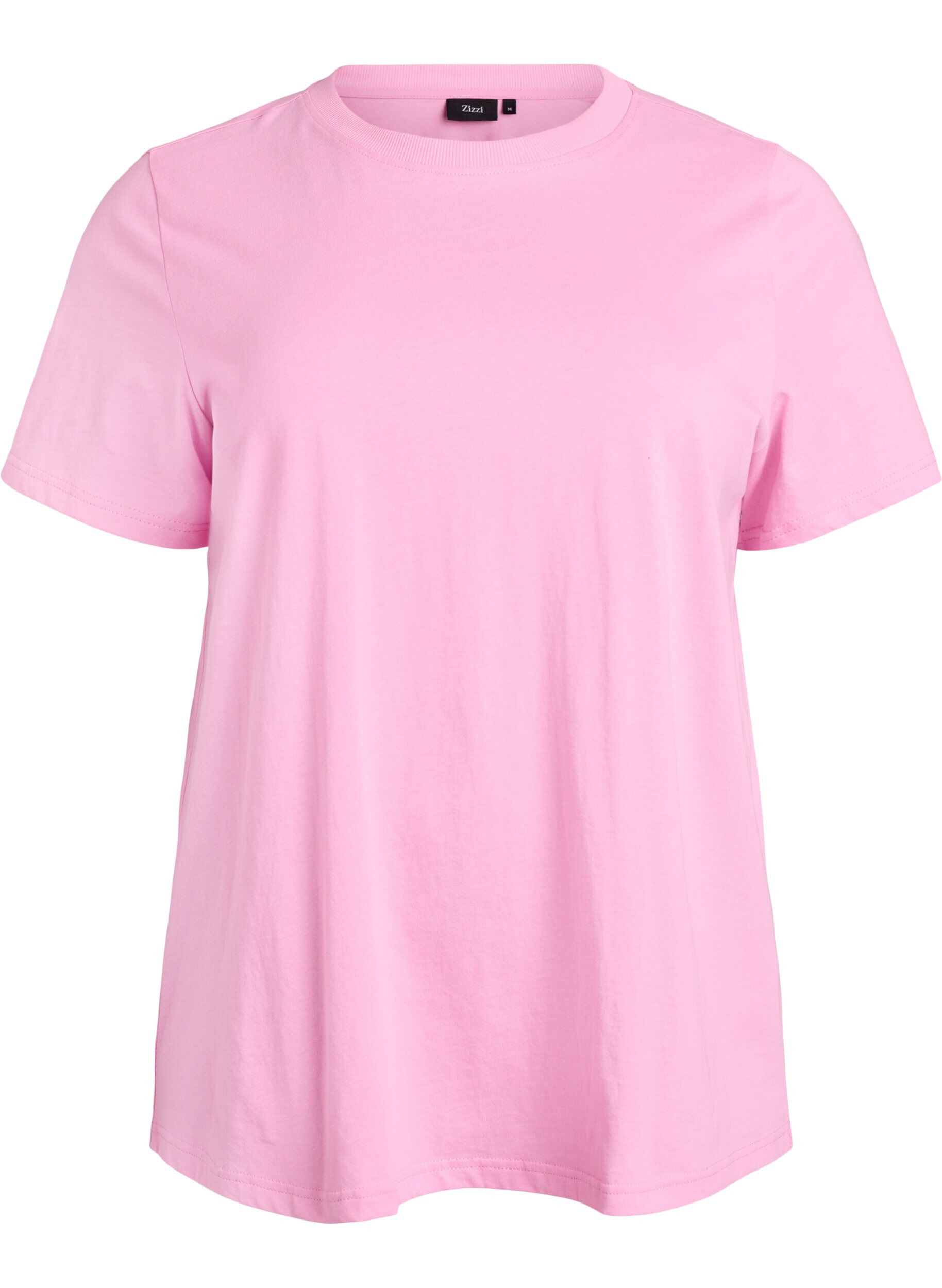 ZizzifashionBasic cotton T-shirt with round neck, Pink, Packshot image number 0