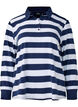 Long-sleeved polo shirt with stripes, Blue, Packshot image number 0