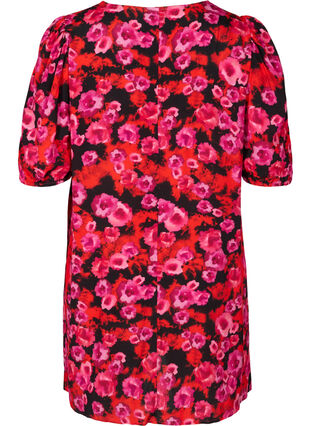 Viscose tunic with floral print, RED FLOWER AOP, Packshot image number 1