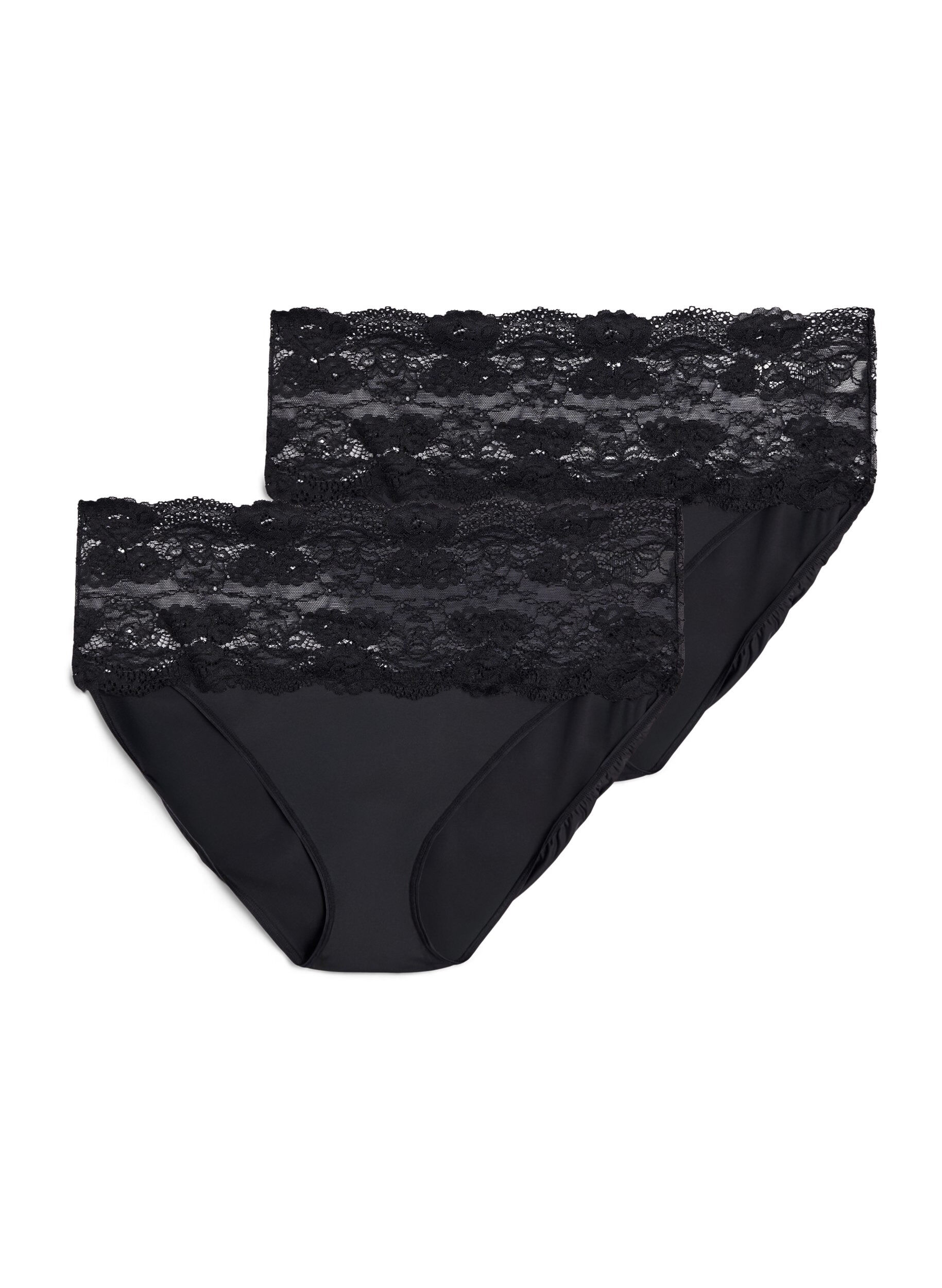 High-waisted knickers with lace trim in a 2-pack
