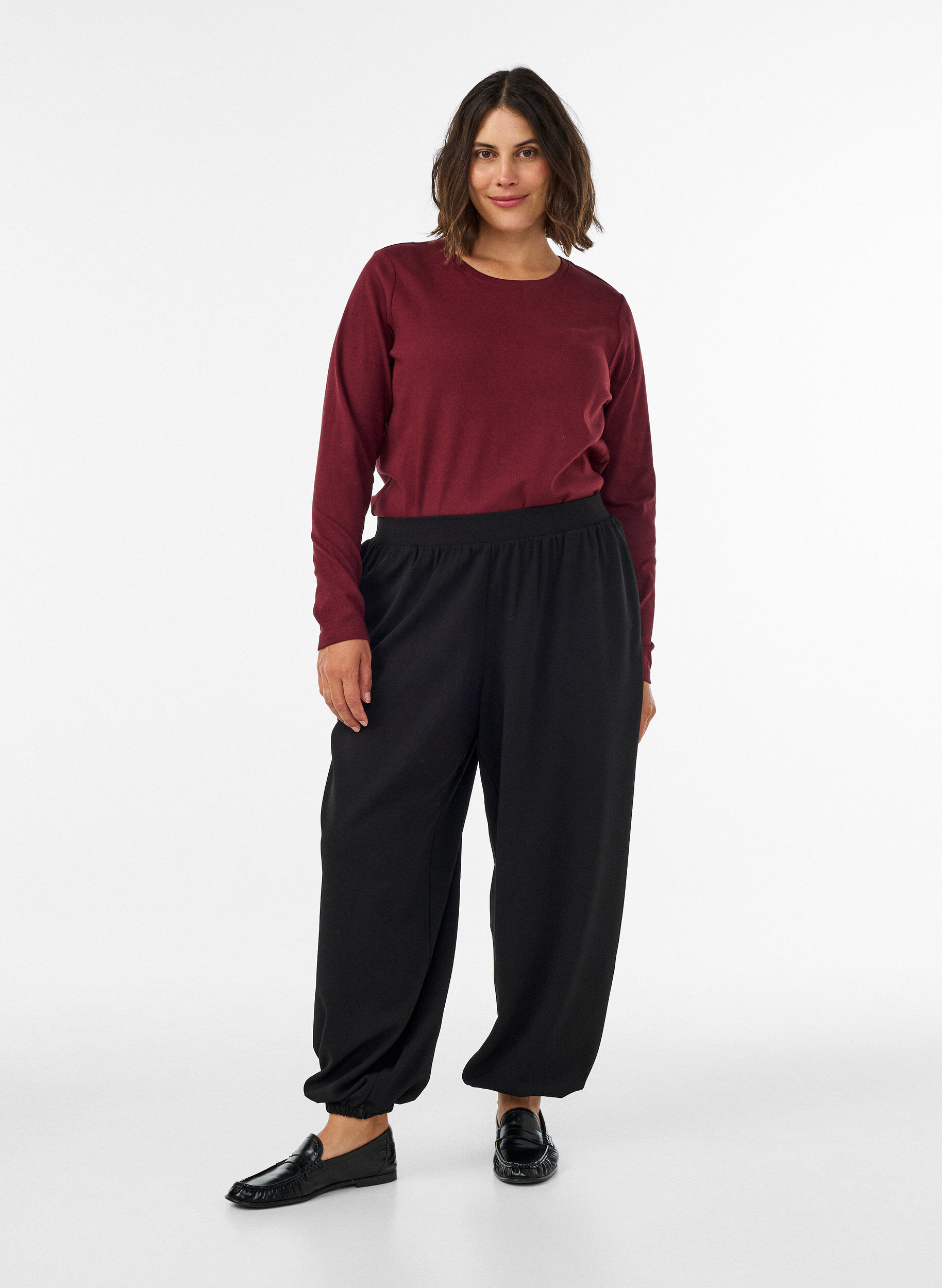 ZizzifashionHigh-waisted jersey balloon trousers, Black, Model image number 0