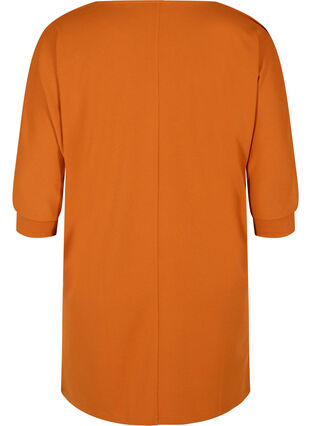 Solid-coloured tunic with 2/4 sleeves and pleated fold, Autumnal, Packshot image number 1