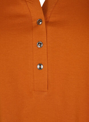 Cotton t-shirt with V-neck and buttons, Autumnal, Packshot image number 2