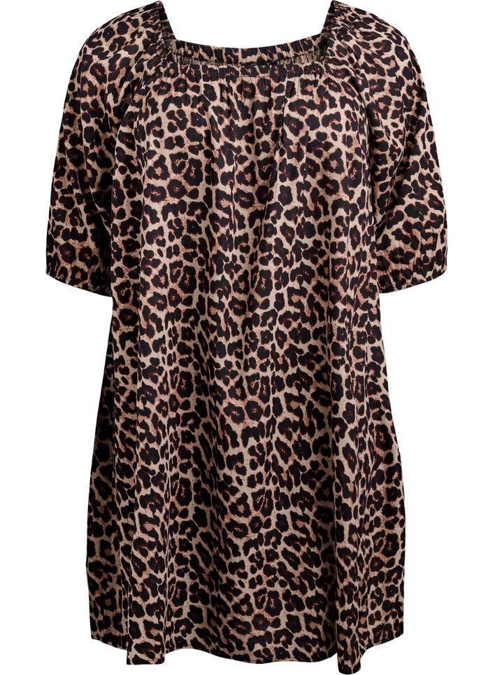 Beach dress in viscose with print, Beige, Packshot image number 0