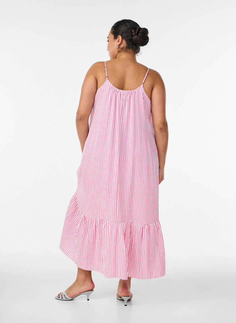 Summer dress with stripes and A-line shape, Pink, Model image number 1