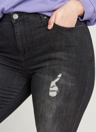 Amy jeans with wear details, Grey Denim, Model image number 2