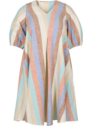 Striped cotton A shape dress, Multi Stripe, Packshot image number 0