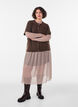 Checked mesh midi skirt, Beige, Model image number 0