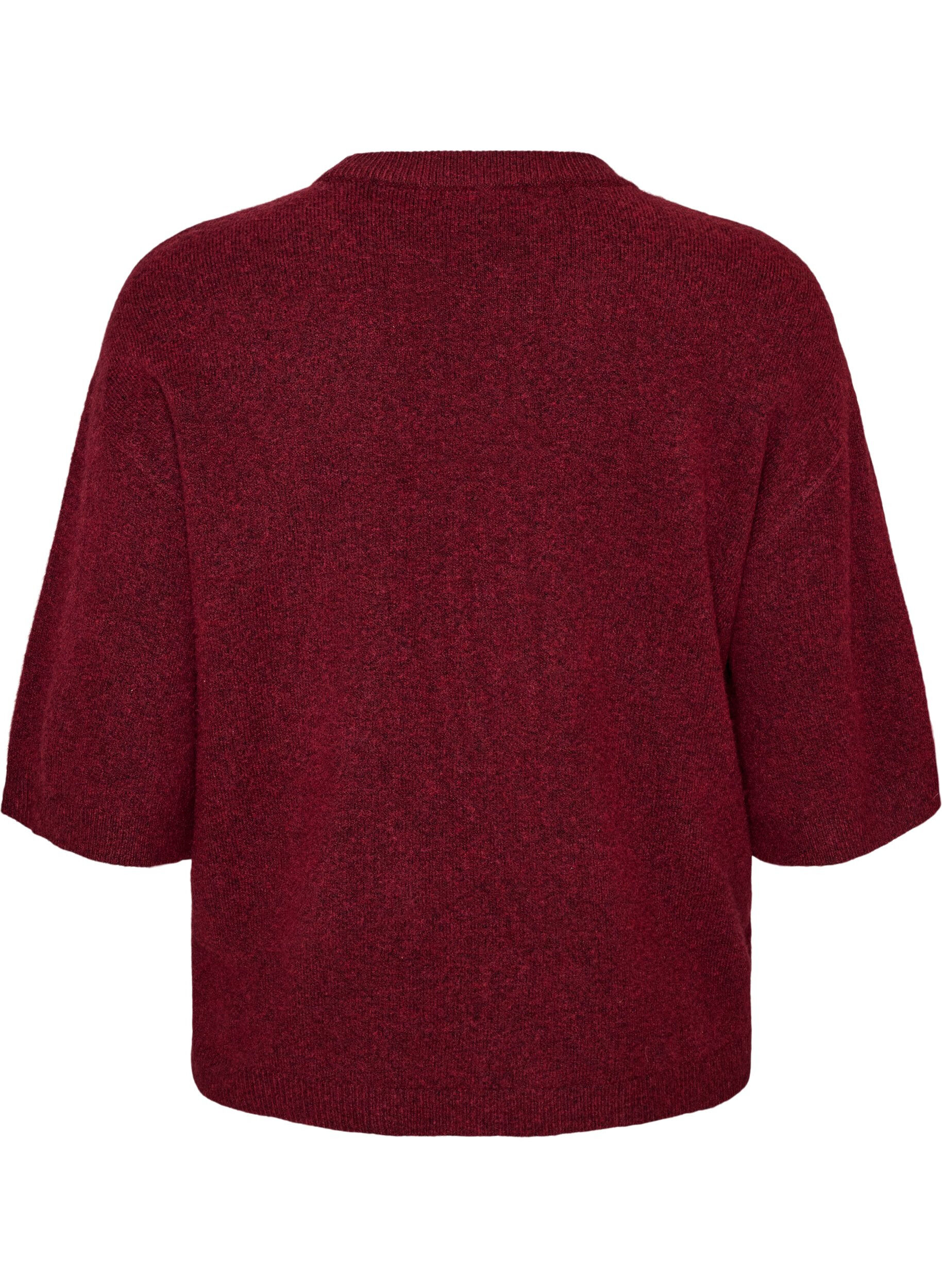 ZizzifashionLoose knitted blouse with short sleeves, Red, Packshot image number 1