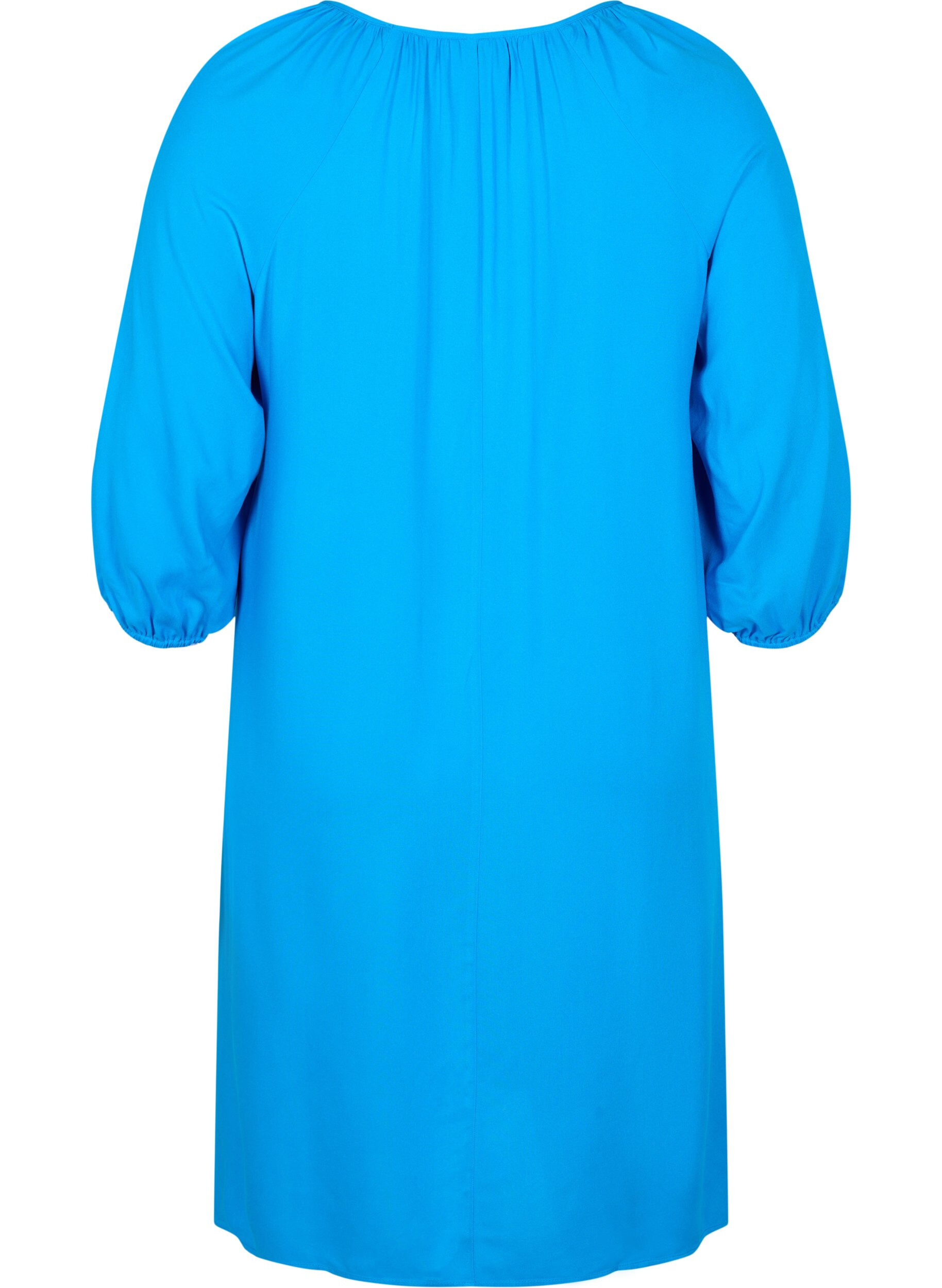 Zizzifashion Viscose dress with v-neck, Indigo Bunting, Packshot image number 1