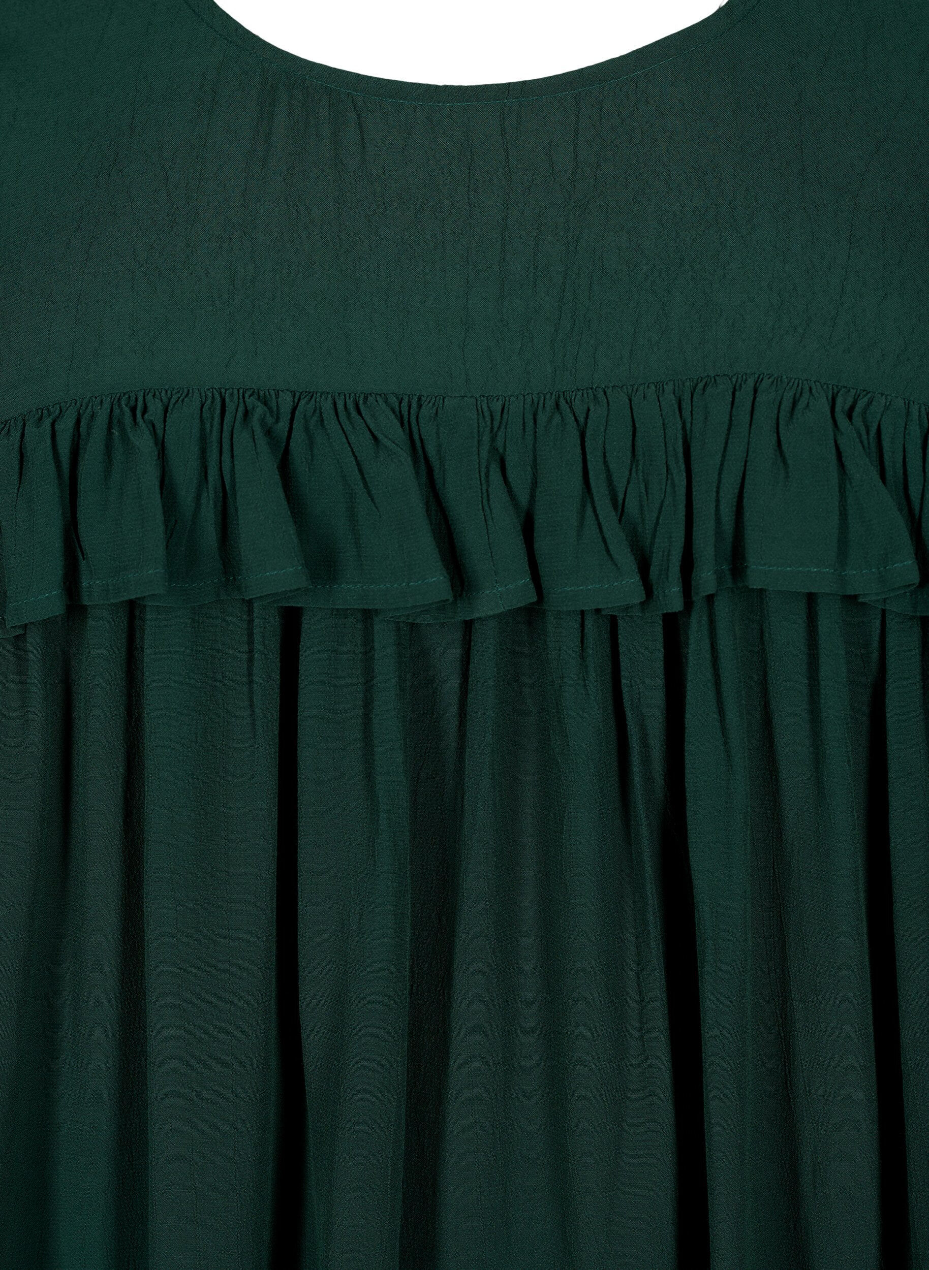 Zizzifashion Viscose tunic with ruffles, Scarab, Packshot image number 2