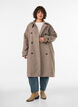 Long wool coat with a high collar and double-breasted design, Brown, Model image number 1