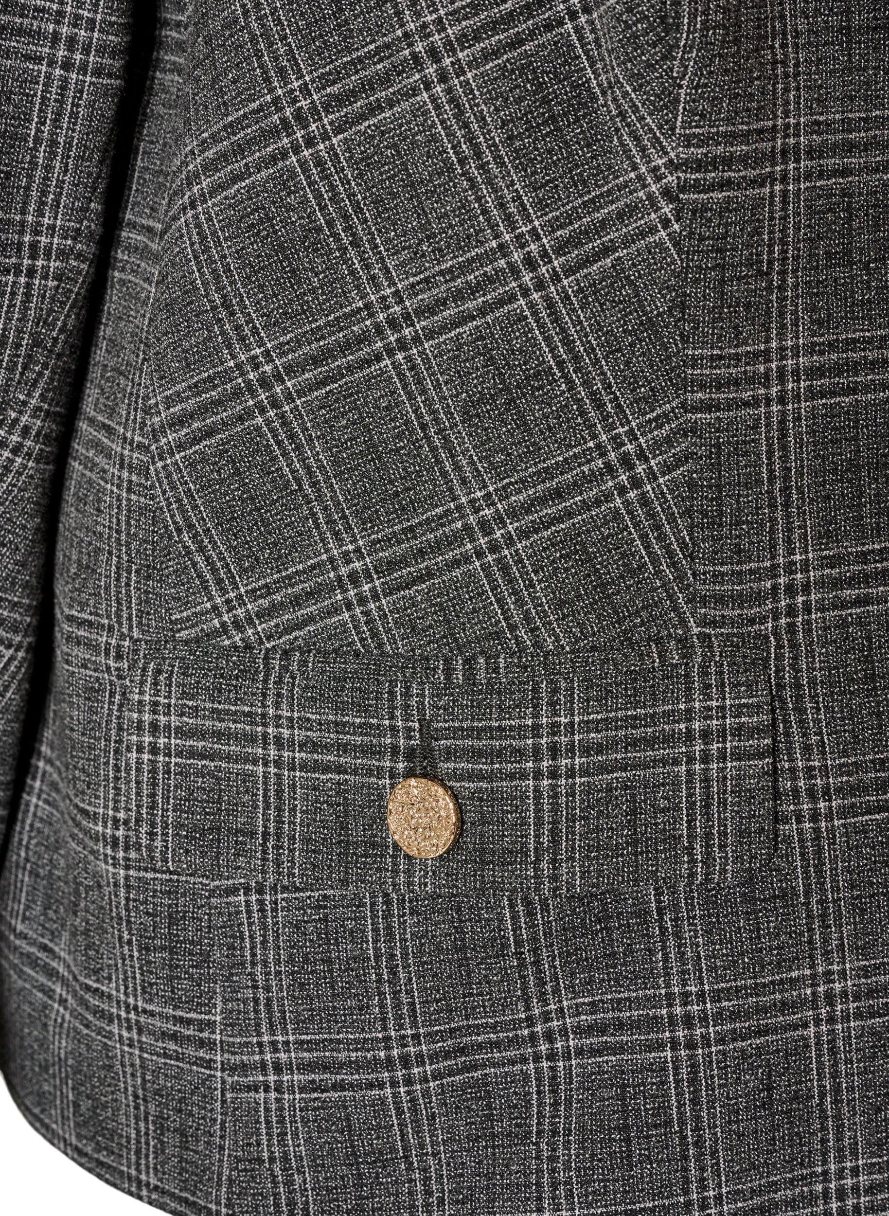 ZizzifashionShort blazer with a checked pattern, Dark Grey, Packshot image number 3