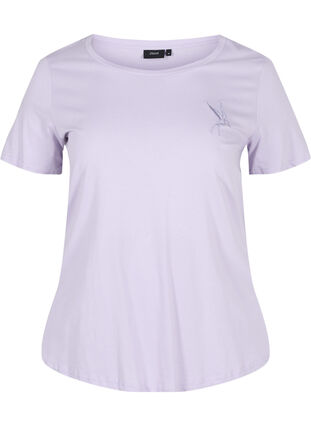 Short-sleeved cotton t-shirt with a print, Thistle Bird, Packshot image number 0