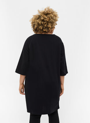 Promotional item - Cotton sweater dress with pockets and 3/4-length sleeves, Black, Model image number 1