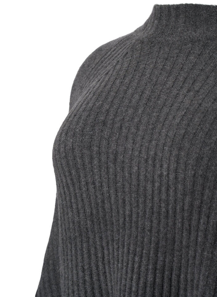 Turtleneck sweater with ribbed texture, Dark Grey Melange, Packshot image number 3