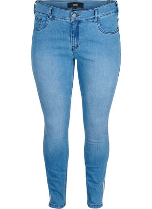 Cropped Sanna jeans with side stripe, Light blue denim, Packshot image number 0