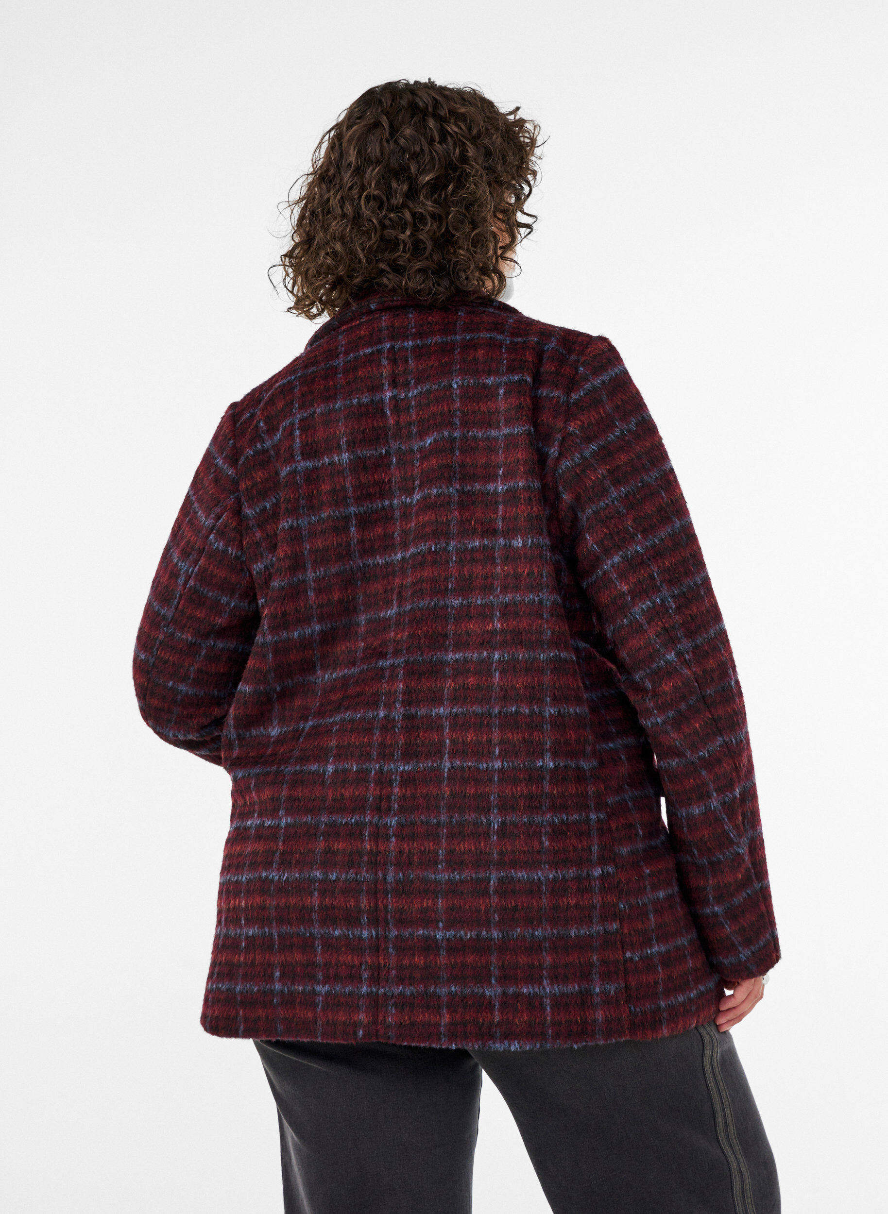 ZizzifashionChecked jacket with pockets, Red, Model image number 2