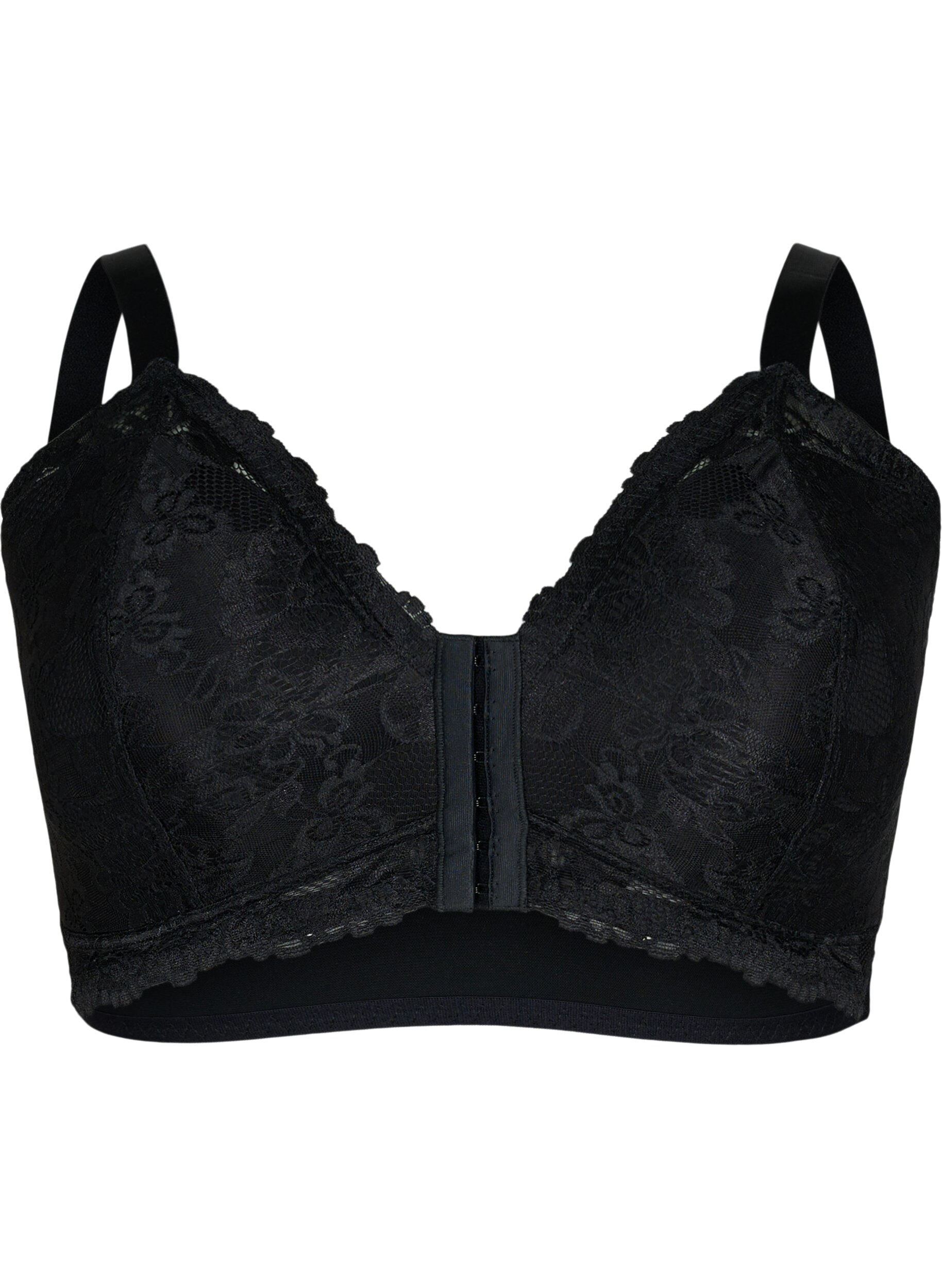 Zizzifashion Lace bra with front closure, Black, Packshot image number 0