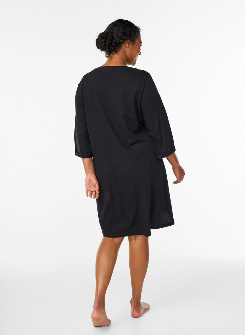 Nightdress in organic cotton with Christmas motif, Black, Model image number 2