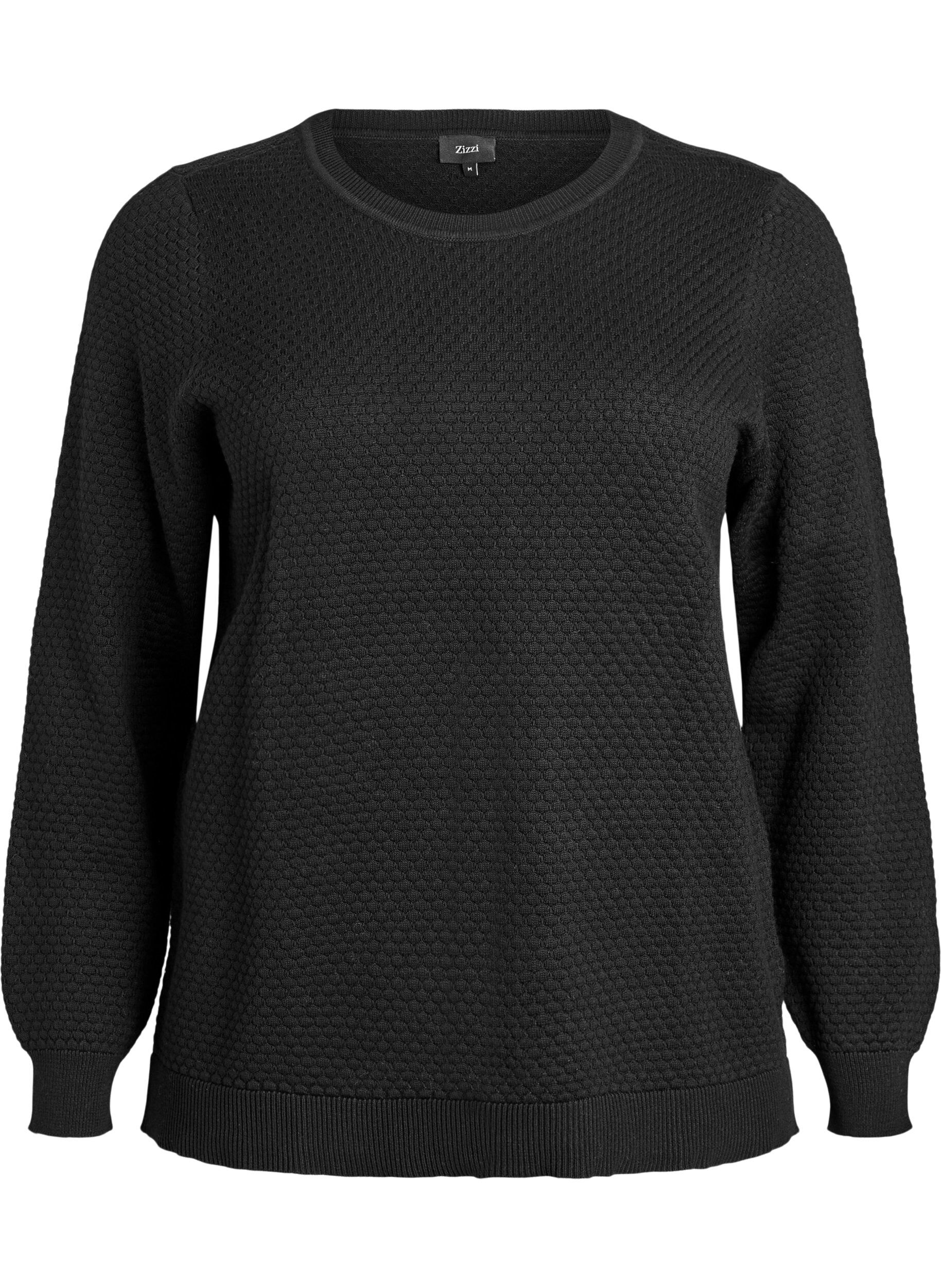 Knit blouse in cotton with textured pattern