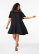 Cotton short-sleeved dress with a-line cut, Black, Model image number 2