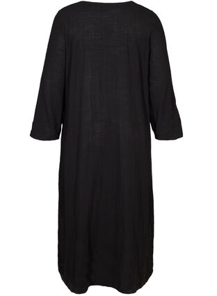 Long-sleeved cotton maxi dress, Black, Packshot image number 1
