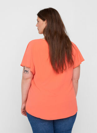 Short-sleeved blouse, Living Coral, Model image number 1