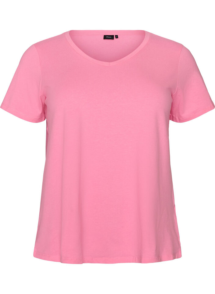 Basic plain cotton t-shirt, Pink, Packshot image number 0