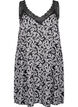 Strap dress in viscose with lace, Black w. Wh.Leaf AOP, Packshot image number 0