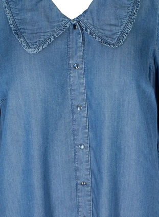 Denim tunic with a collar and button fastening, Blue denim ASS, Packshot image number 2