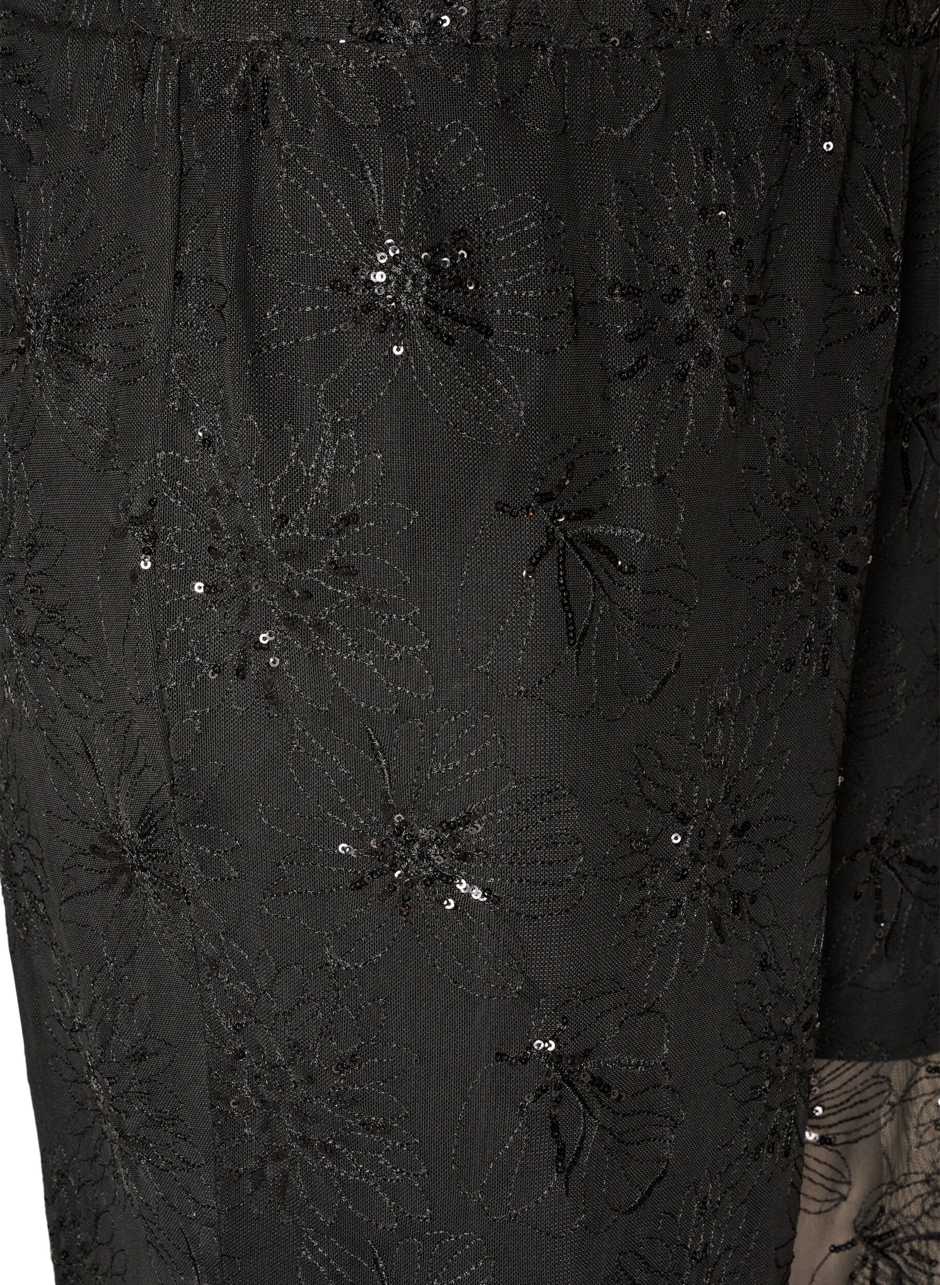 ZizzifashionMesh trousers with floral embroidery and sequins, Black, Packshot image number 2