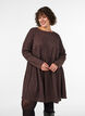 Short jersey dress with a wavy textured pattern, Brown, Model image number 0